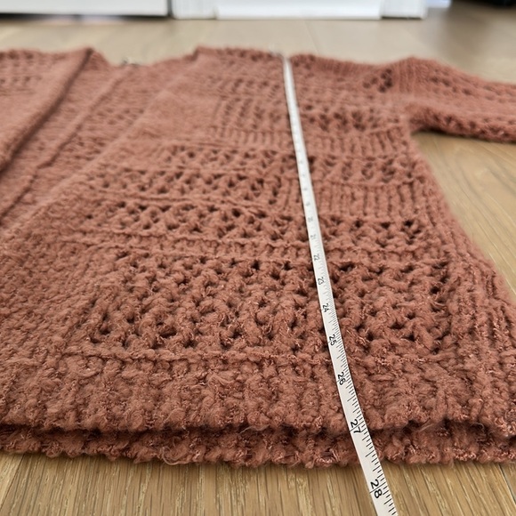 Rag Poets Slouchy Cable Knit Cardigan Oversized Open Front Mauve Pink Boho Beach - Picture 11 of 11